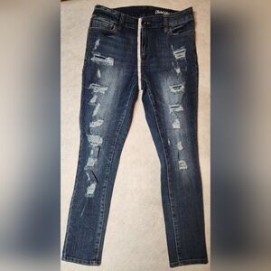 Faded Glory Blue Skinny Jeans Distressed Style